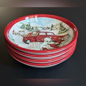 4pc Certified International Christmas Bowl - Snowman/Trees/Gifts/Wreaths